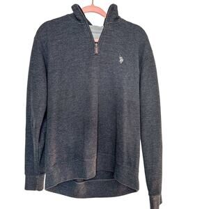 U.S. Polo Assn. Knit Pullover Quarter Zip Sweater Gray